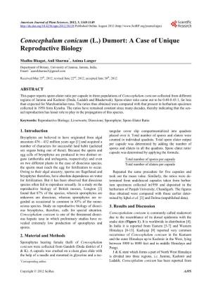 Conocephalum Conicum (L.) Dumort: a Case of Unique Reproductive Biology