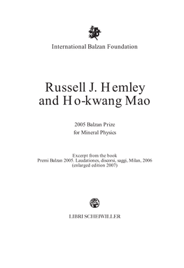 Russell J. Hemley and Ho-Kwang Mao