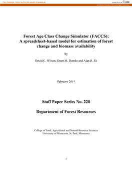 Forest Age Class Change Simulator (FACCS): a Spreadsheet-Based Model for Estimation of Forest Change and Biomass Availability
