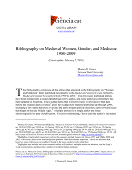 Monica H. Green, “Bibliography on Medieval Women, Gender, And