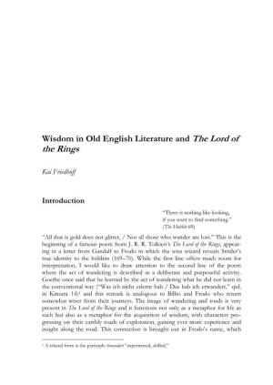 Wisdom in Old English Literature and the Lord of the Rings