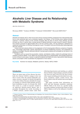 Alcoholic Liver Disease and Its Relationship with Metabolic Syndrome