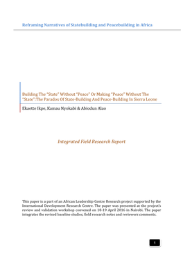 Integrated Field Research Report