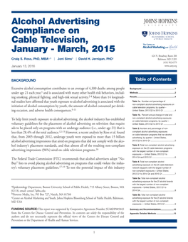 Alcohol Advertising Compliance on Cable Television, January - March, 2015 624 N