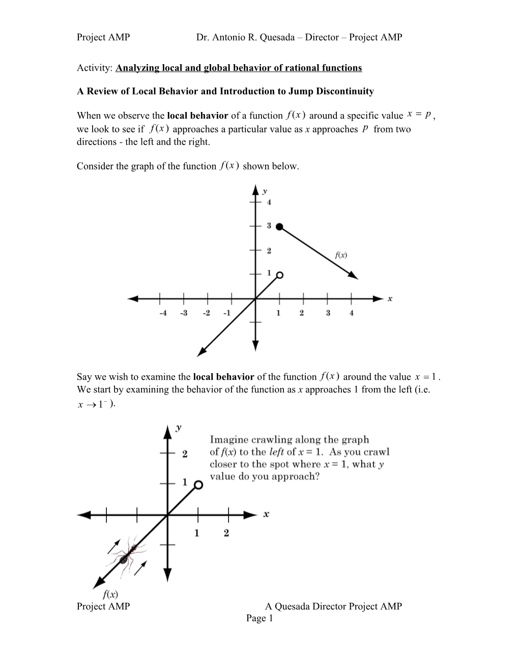 Activity: Analyzing Local and Global Behavior of Rational Functions