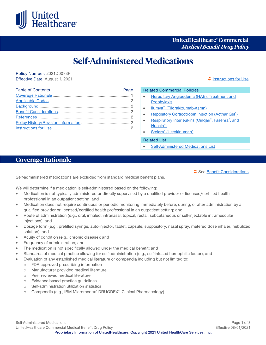 Self-Administered Medications