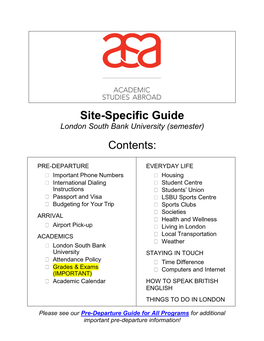 Site-Specific Guide Contents