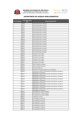 Inventário Do Acervo Bibliográfico