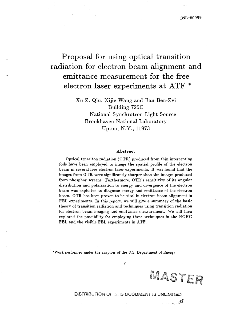 Proposal for Using Optical Transition Radiation for Electron Beam Alignment and Emittance Measurement for the Free Electron Laser Experiments at ATF *
