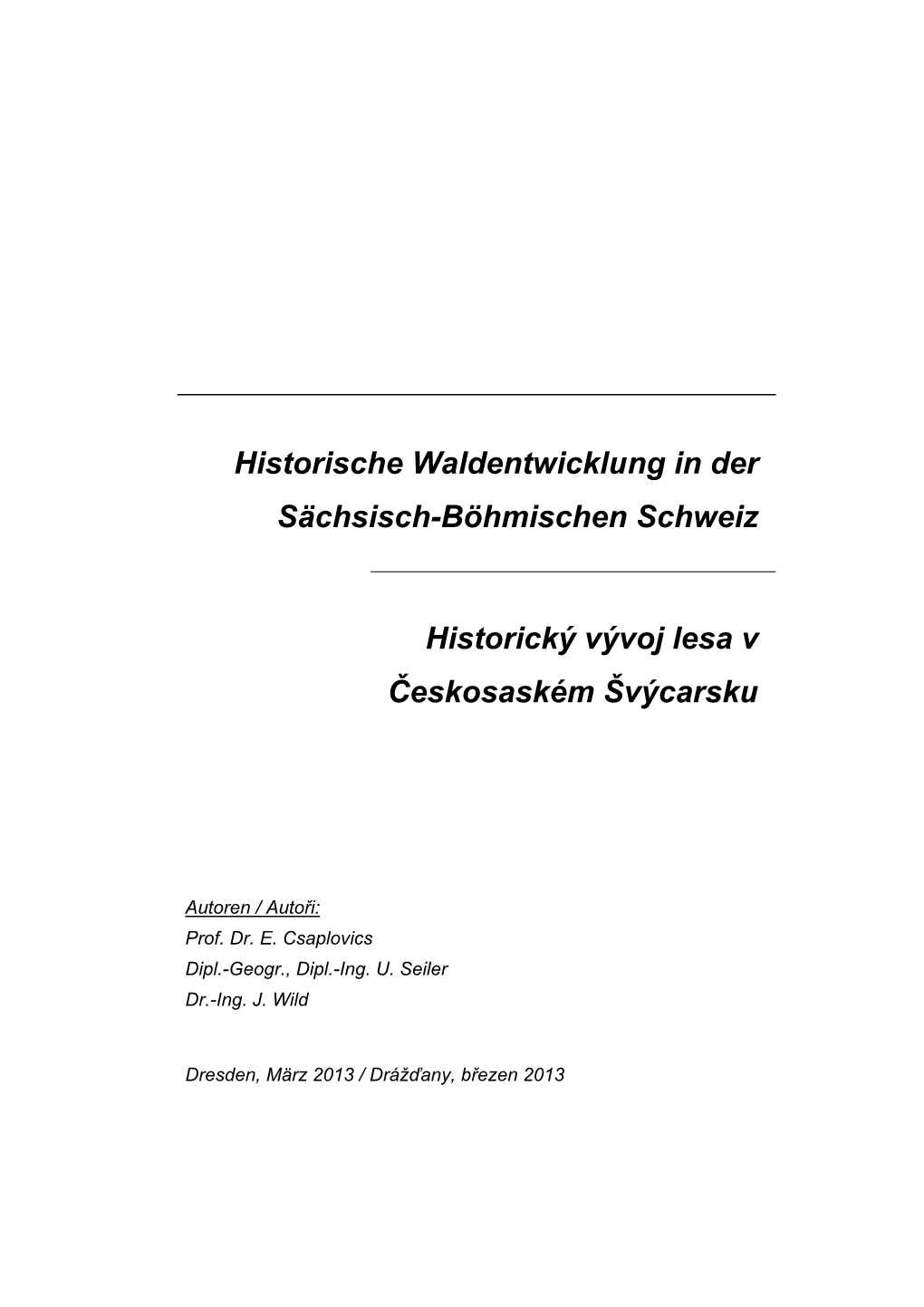 Historische Waldentwicklung in Der Sächsisch-Böhmischen Schweiz