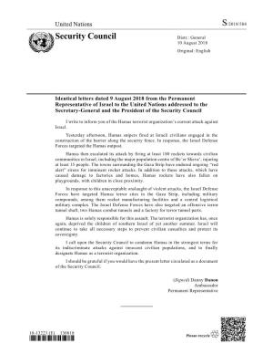 Security Council Distr.: General 10 August 2018