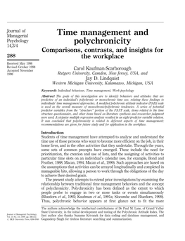 Time Management and Polychronicity
