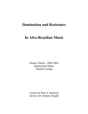 Domination and Resistance in Afro-Brazilian Music