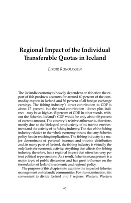 Regional Impact of the Individual Transferable Quotas in Iceland
