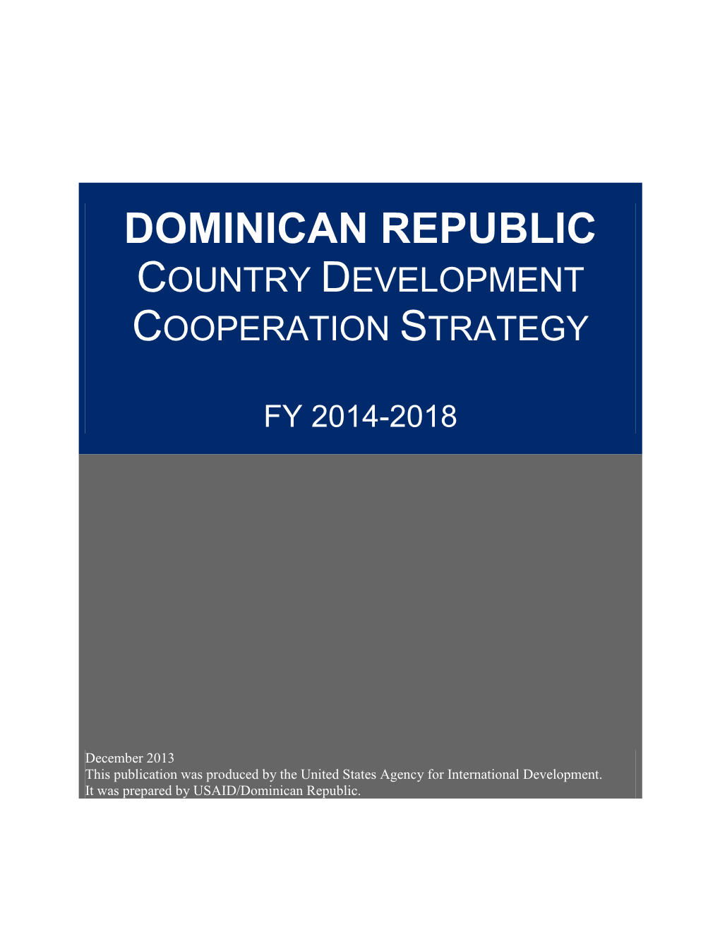 Dominican Republic Country Development Cooperation Strategy