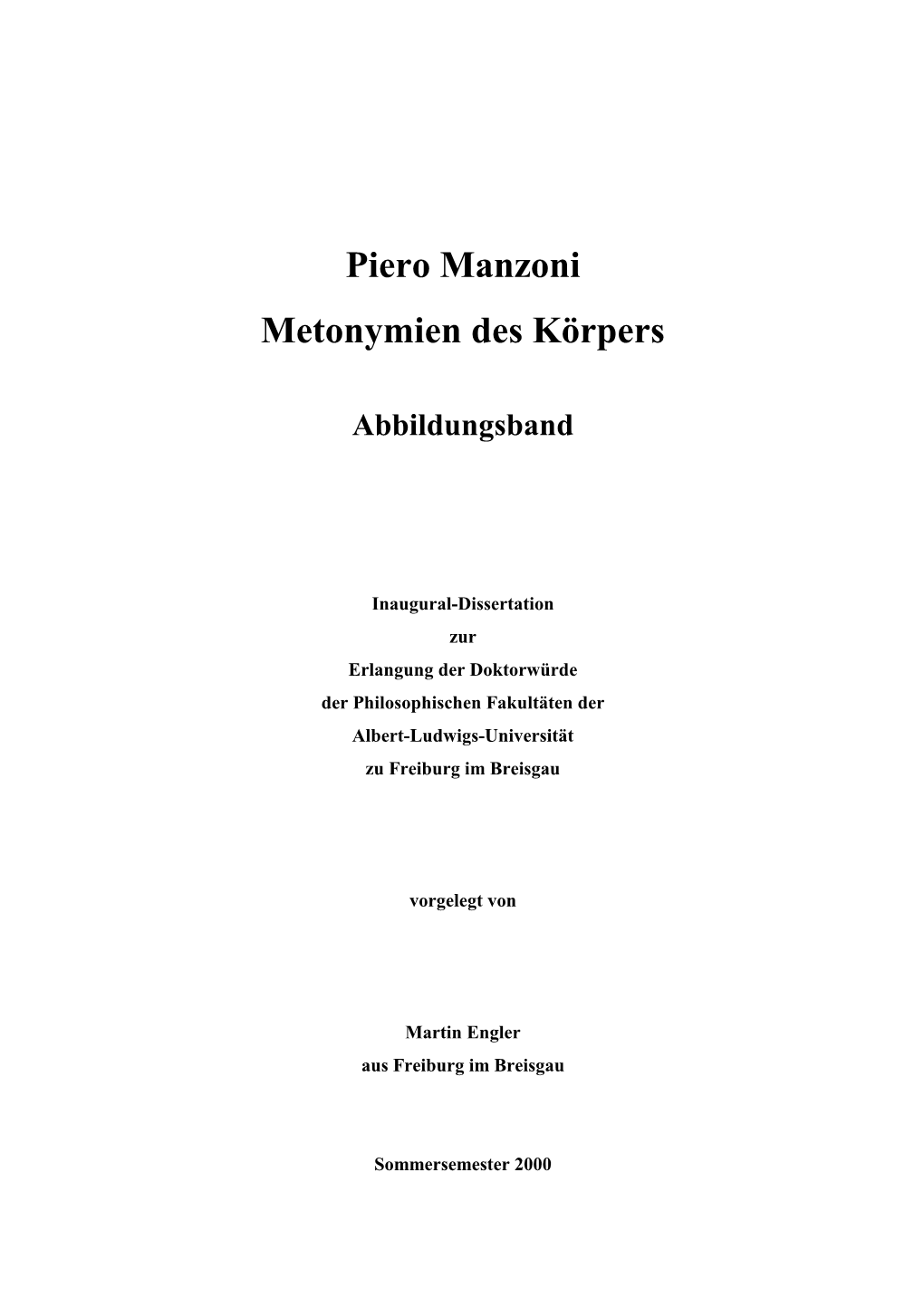 Piero Manzoni Metonymien Des Körpers