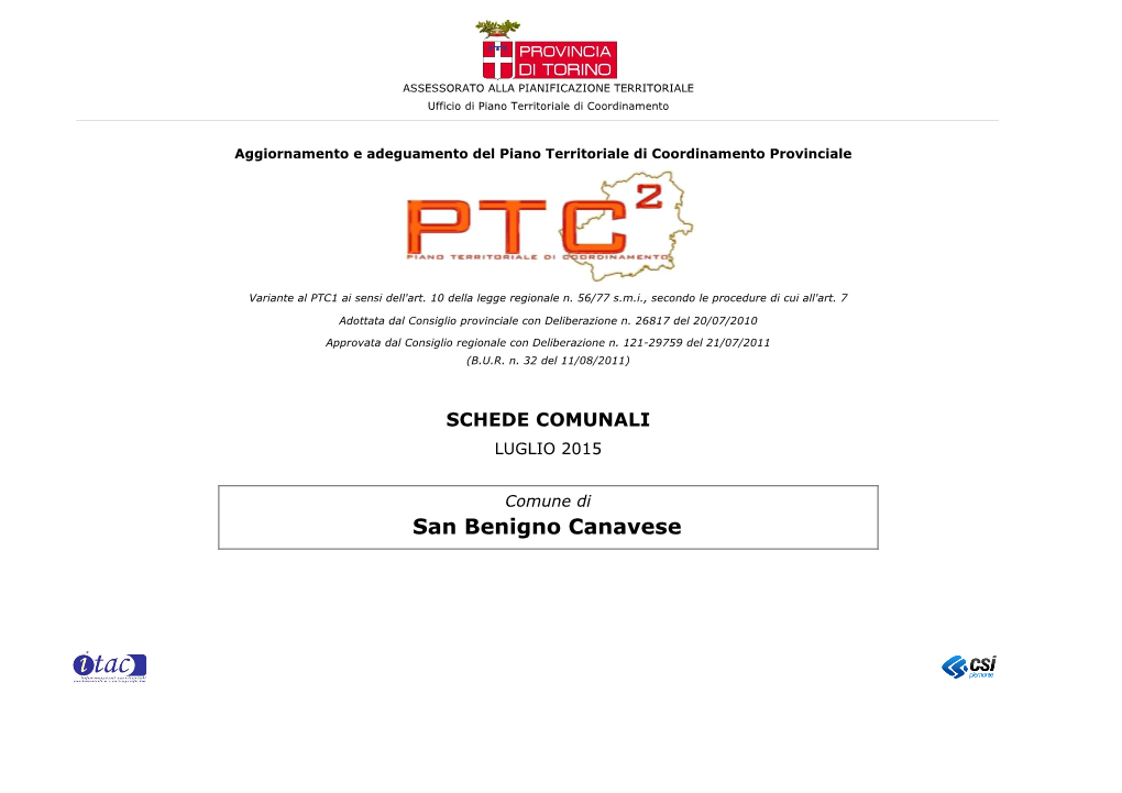 San Benigno Canavese Comune Di San Benigno Canavese Schede Comunali PTC2