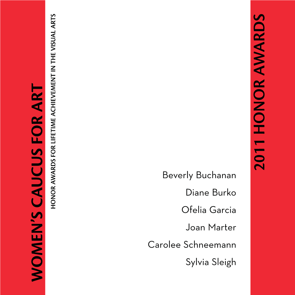 Beverly Buchanan Diane Burko Ofelia Garcia Joan Marter Carolee Schneemann Sylvia Sleigh President’S Art & Activism Awardee