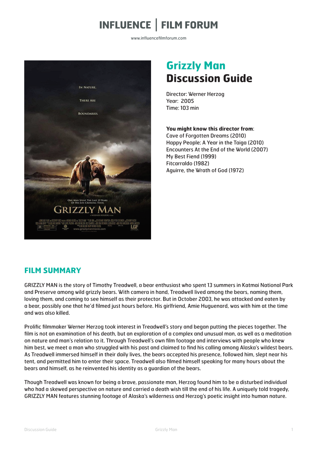 Grizzly Man Discussion Guide