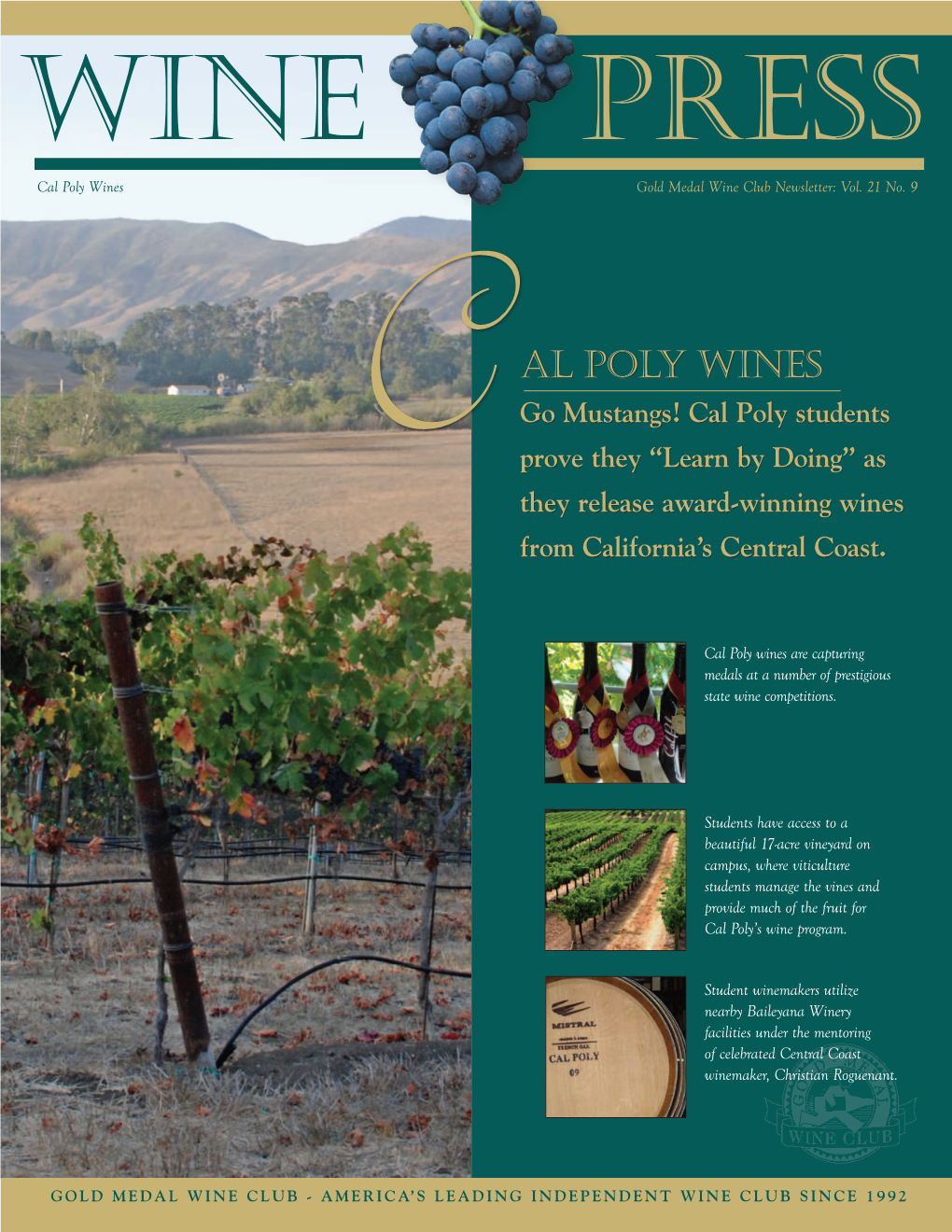 Cal Poly Wines Gold Medal Wine Club Newsletter: Vol