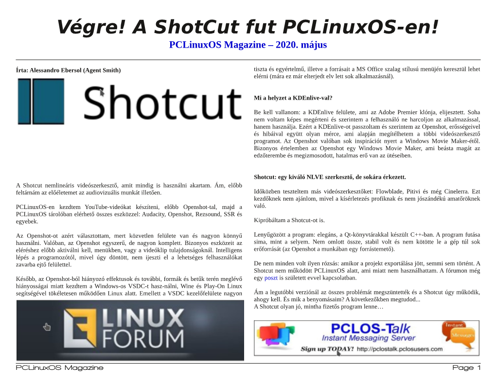 A Shotcut Fut Pclinuxos-En! Pclinuxos Magazine – 2020