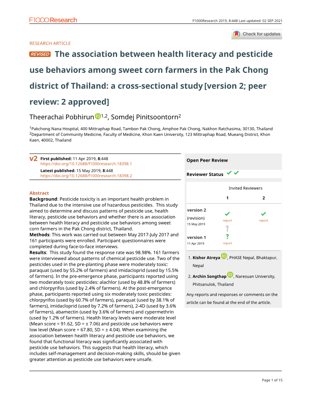 The Association Between Health Literacy And