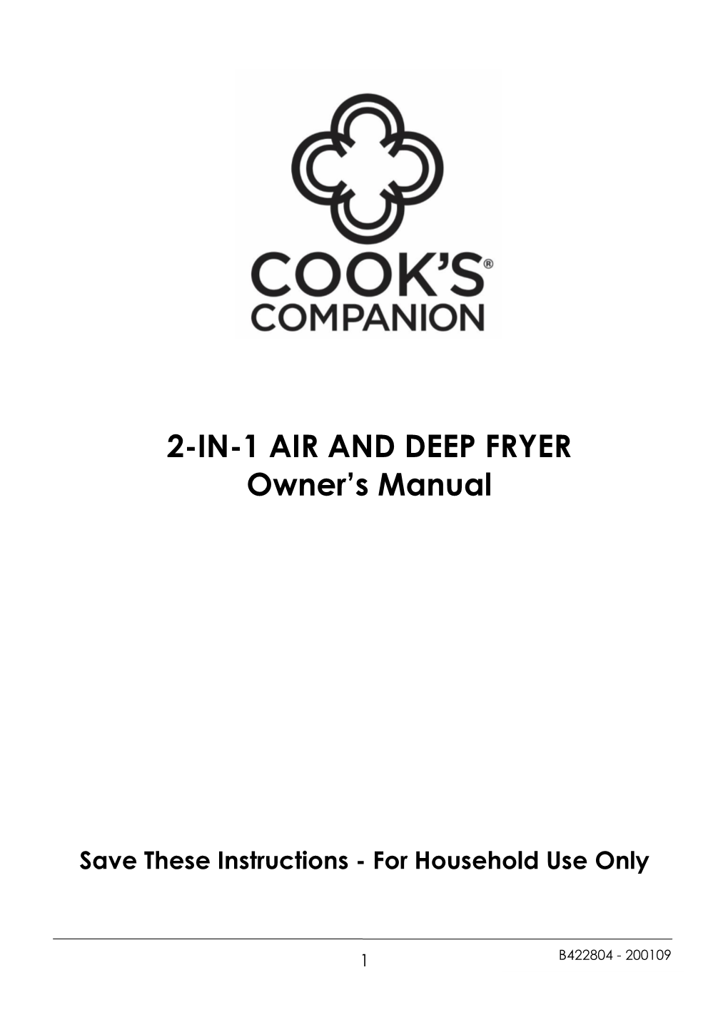 2-IN-1 AIR and DEEP FRYER Owner's Manual