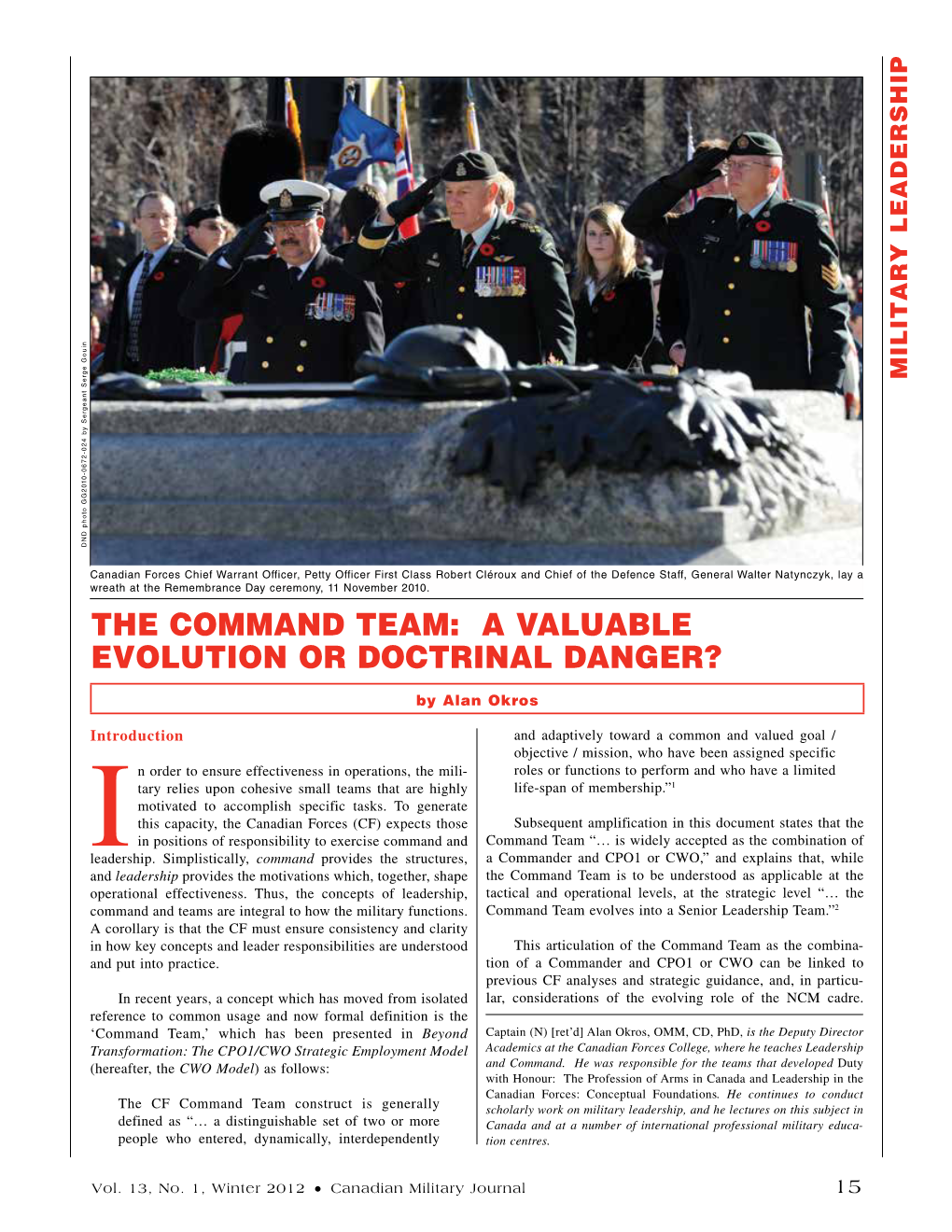 The Command Team: a Valuable Evolution Or Doctrinal Danger?