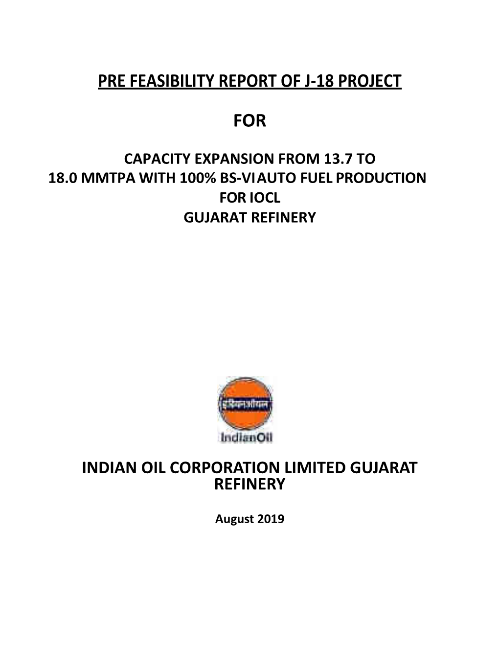 Pre Feasibility Report of J-18 Project