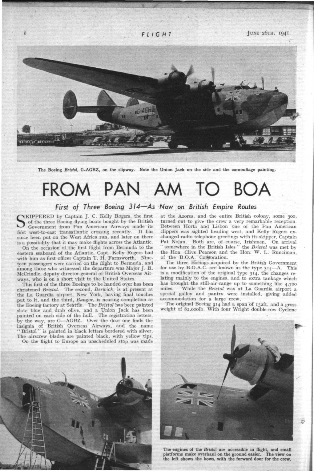 FROM PAN AM to BOA First 0/ Three Boeing 214—As Now on British Empire Routes KIPPERED by Captain J