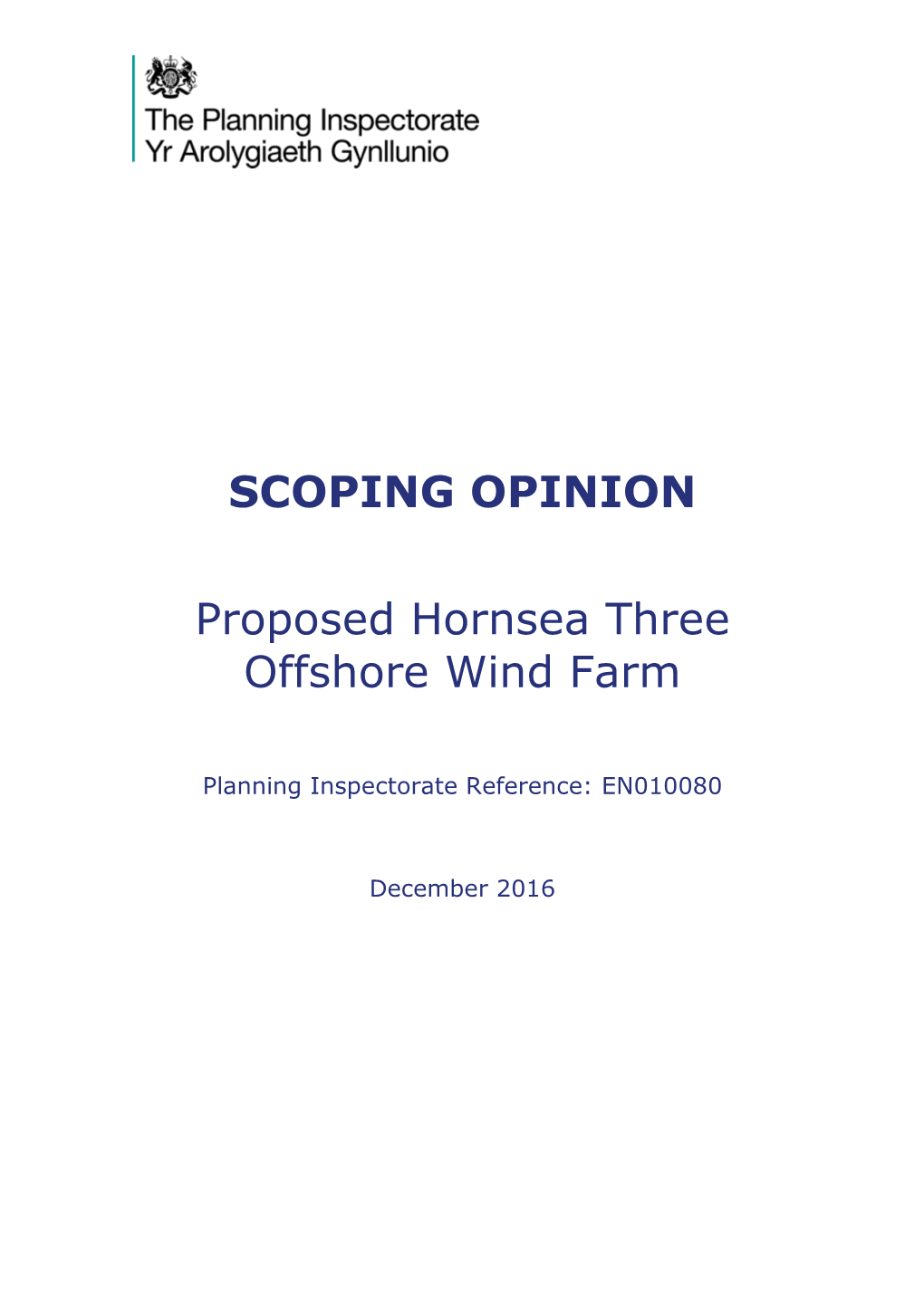 SCOPING OPINION Proposed Hornsea Three Offshore Wind Farm