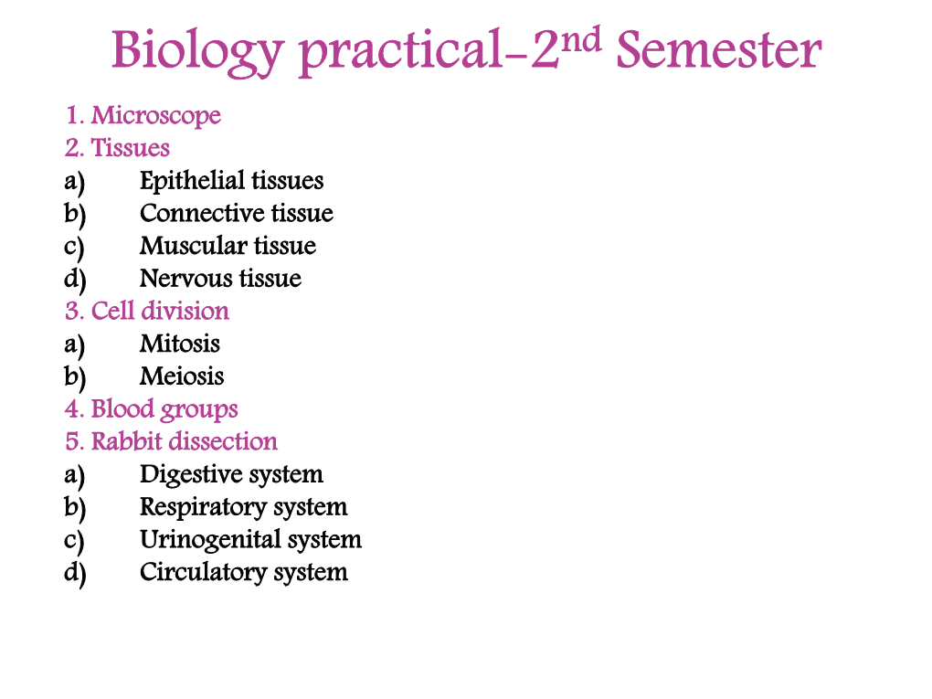 Biology Practical-2Nd Semester 1