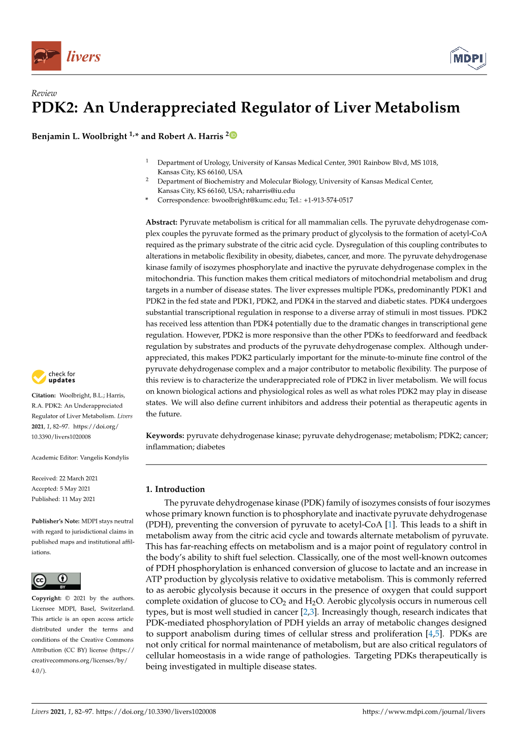 PDK2: an Underappreciated Regulator of Liver Metabolism