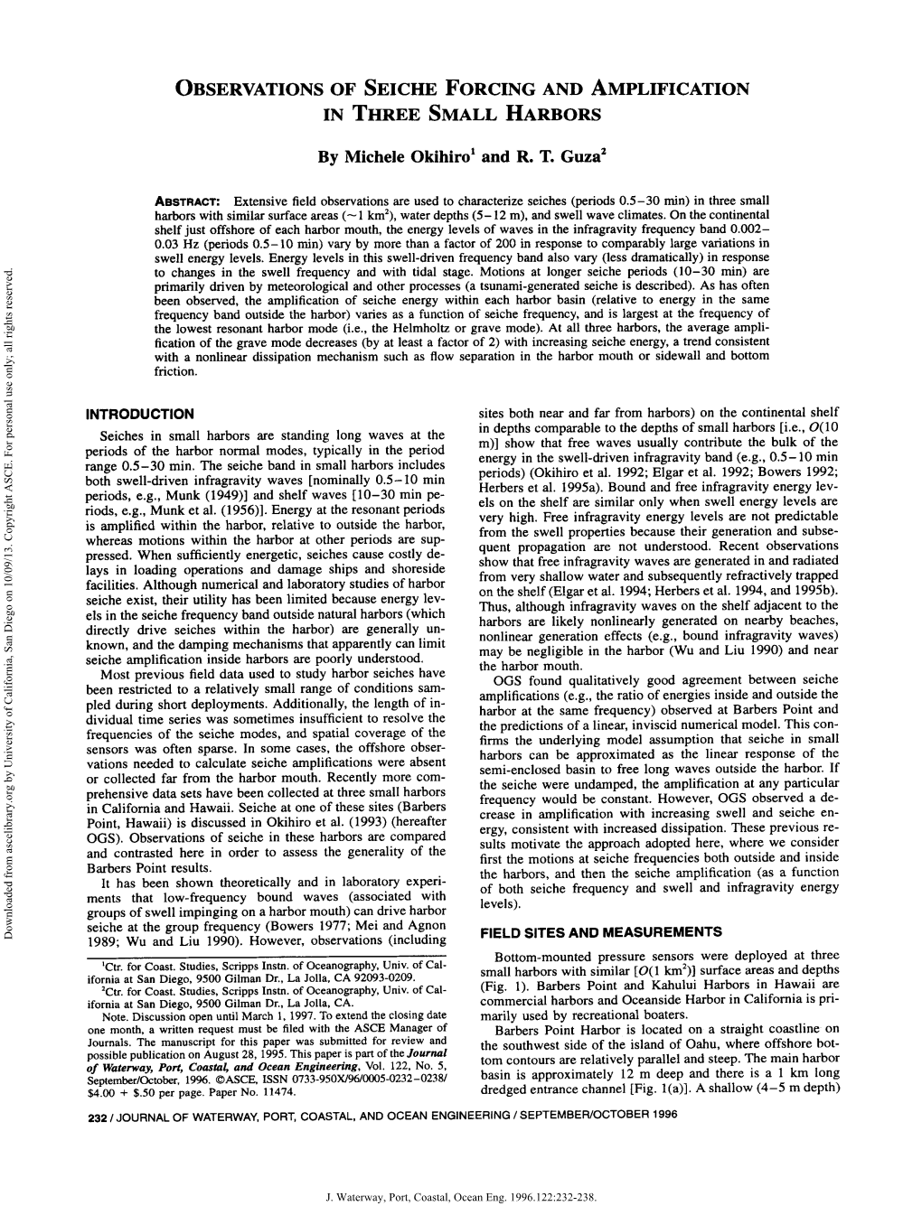 Observations of Seiche Forcing and Amplification in Three Small Harbors