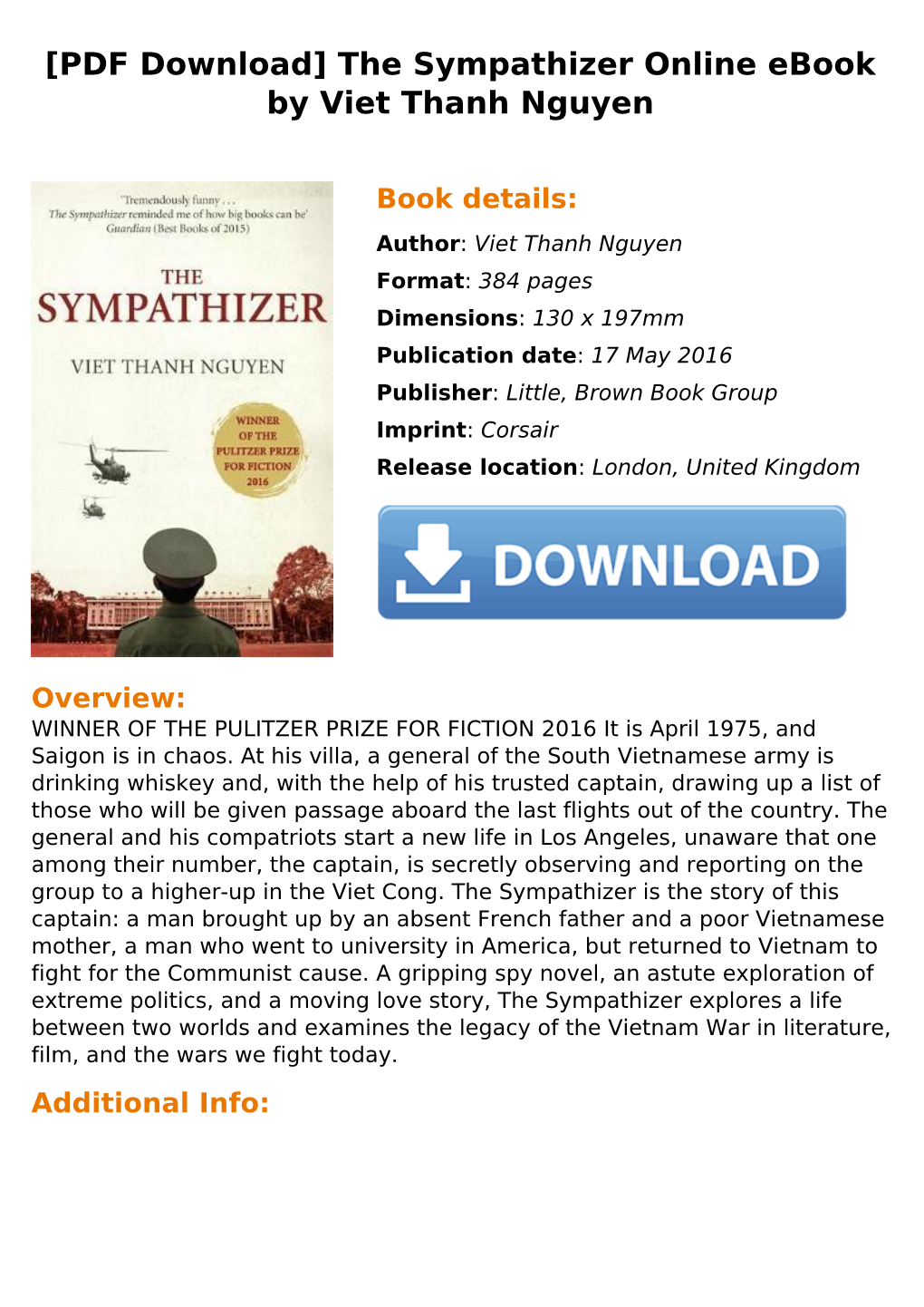 [PDF Download] the Sympathizer Online Ebook by Viet Thanh Nguyen