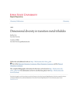 Dimensional Diversity in Transition Metal Trihalides Jianhua Lin Iowa State University