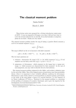 The Classical Moment Problem