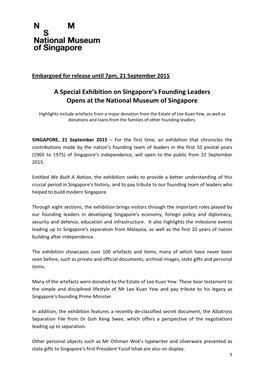 A Special Exhibition on Singapore's Founding Leaders Opens at The