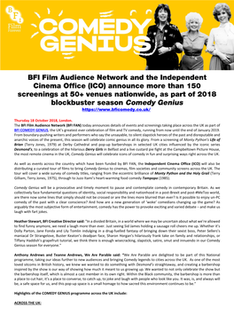 Thursday 18 October 2018, London. the BFI Film Audience Network
