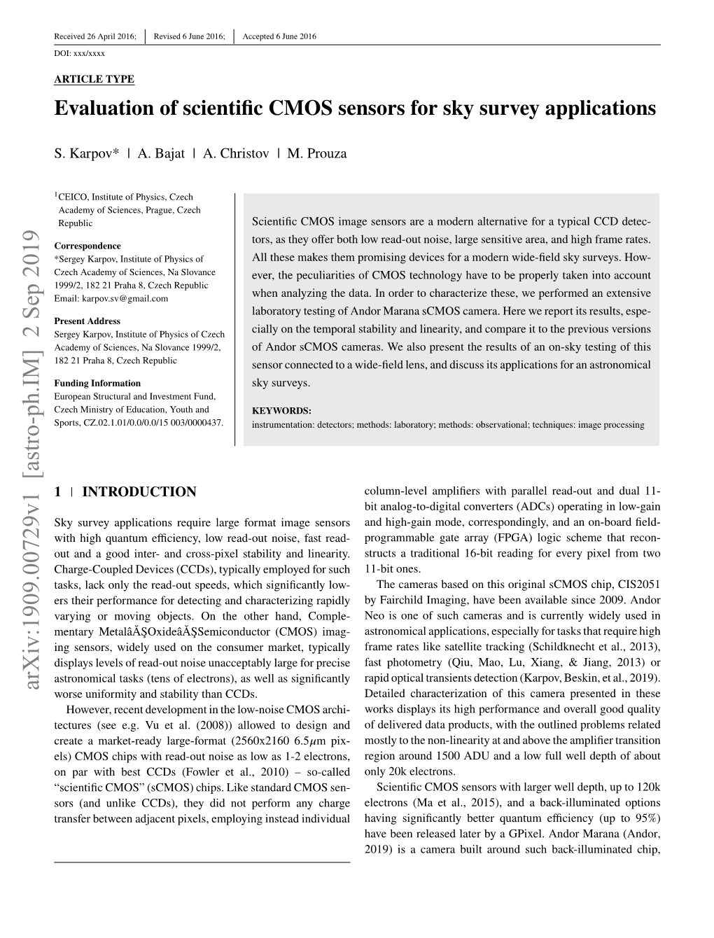 Evaluation of Scientific CMOS Sensors for Sky Survey Applications