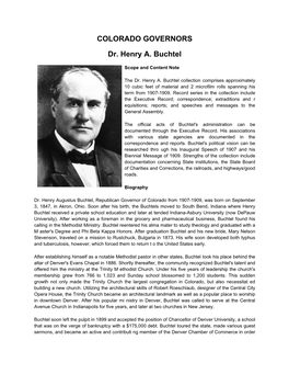 COLORADO GOVERNORS Dr. Henry A. Buchtel
