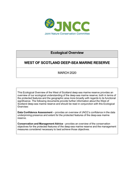West of Scotland Deep-Sea Marine Reserve: Ecological Overview
