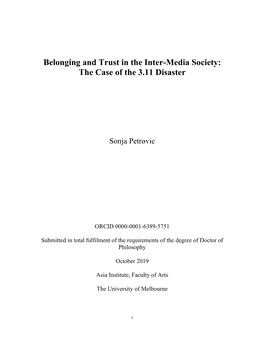 Belonging and Trust in the Inter-Media Society: the Case of the 3.11 Disaster