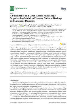 A Sustainable and Open Access Knowledge Organization Model to Preserve Cultural Heritage and Language Diversity