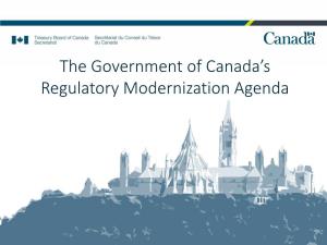 The Government of Canada's Regulatory Modernization Agenda
