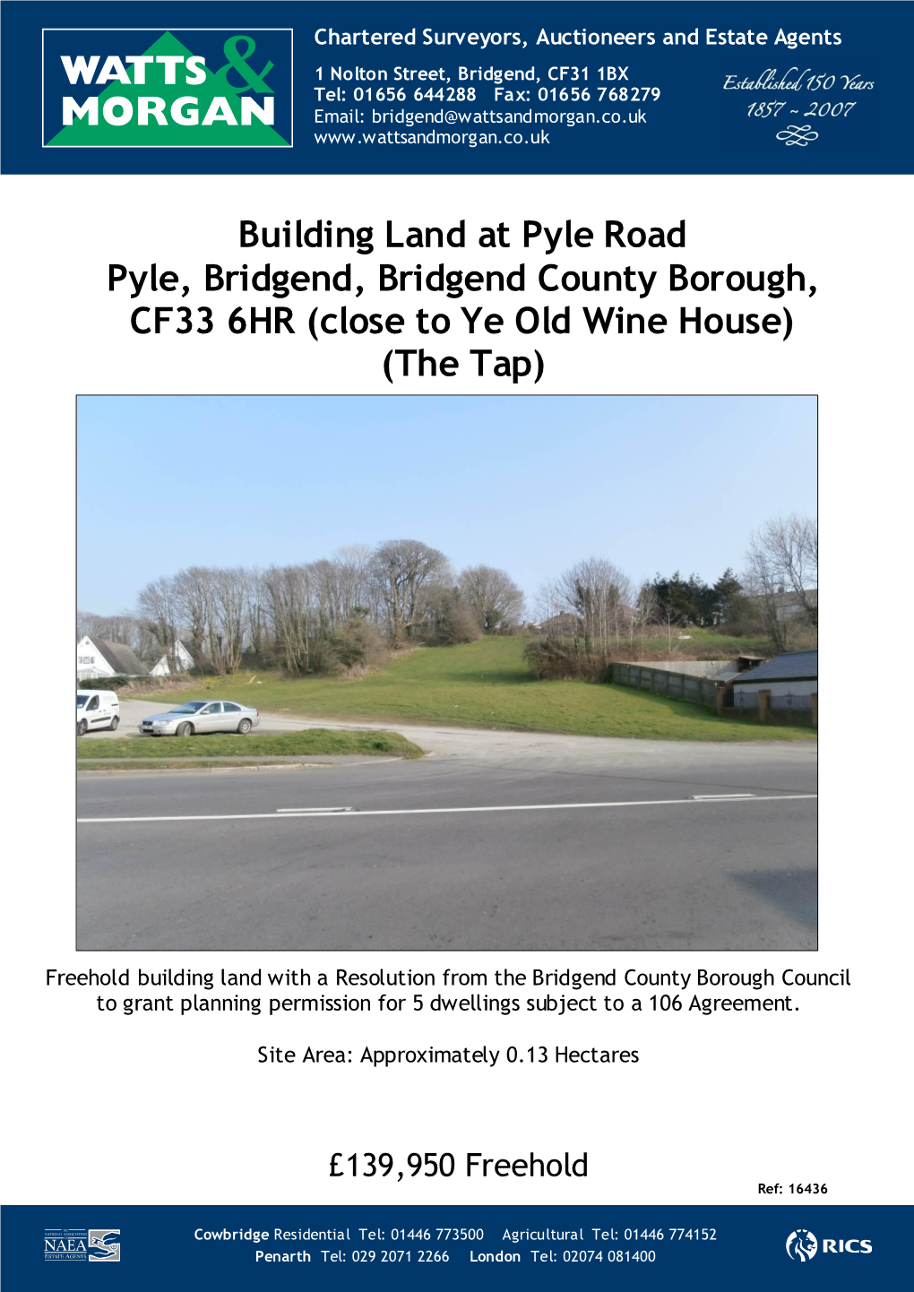 Building Land at Pyle Road Pyle, Bridgend, Bridgend County Borough, CF33 6HR (Close to Ye Old Wine House) (The Tap)