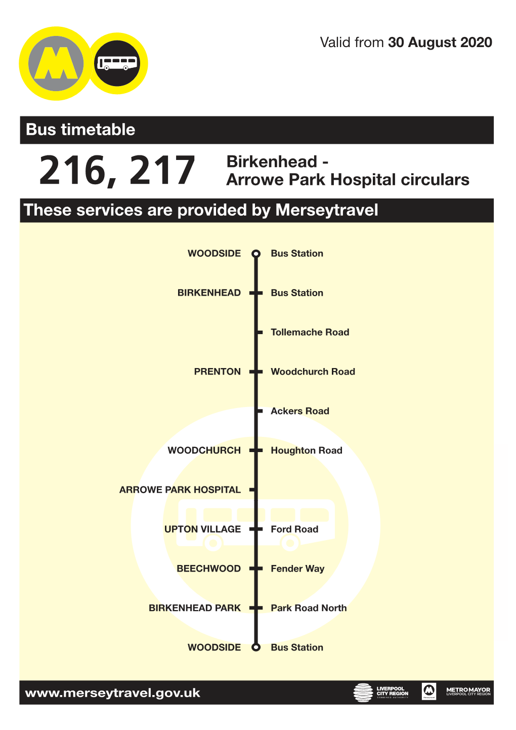 Bus Timetable These Services Are Provided by Merseytravel