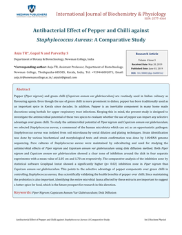 Antibacterial Effect of Pepper and Chilli Against Staphylococcus Aureus: a Comparative Study