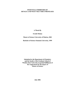 Potential Inhibitors of Dengue and West Nile Virus Proteases