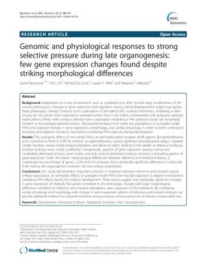 Genomic and Physiological Responses to Strong Selective